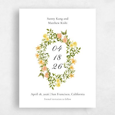 Salmon, Orange Wedding Save the Date - Villagio Portrait