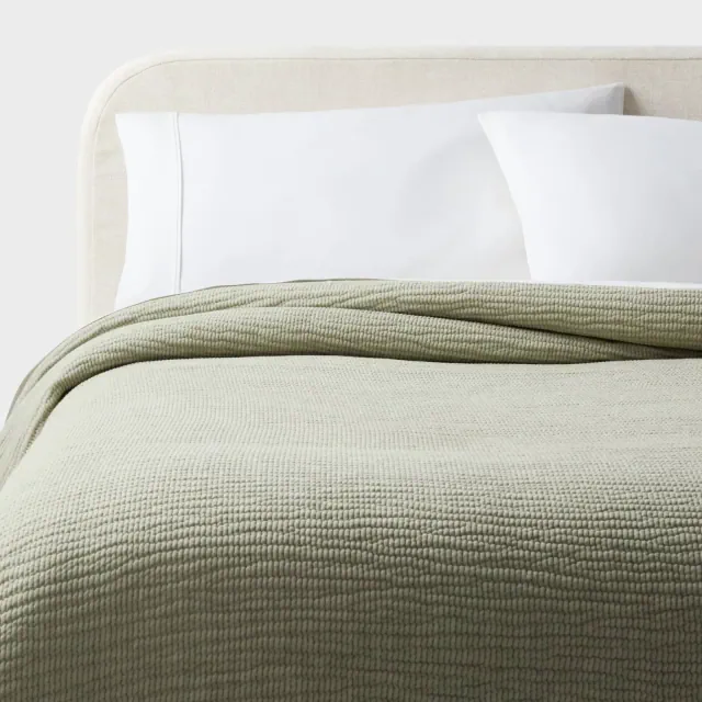 Full/Queen Matelasse Gauze Quilt Light Green - Threshold™