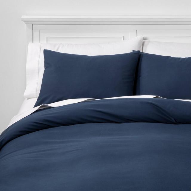 King Organic Solid Duvet & Sham Set Metallic Blue - Threshold™