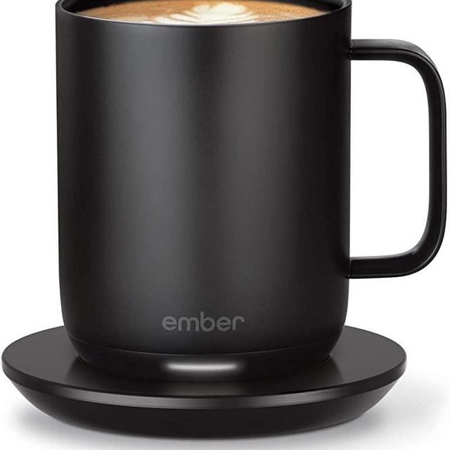 NEW Ember Temperature Control Smart Mug 2, 10 oz, Black, 1.5-hr Battery Life - App Controlled Heated Coffee Mug - Improved Design