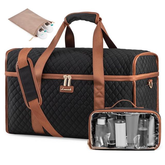 LOVEVOOK Travel Duffle Bag, Weekender Bags For Women, Carry On Duffel Bags For Airplanes, Overnight Bag With Toiletry Bag, Hospital Bag for Labor and Delivery, Yoga Gym Bag with Wet Pocket, 3Pcs Set