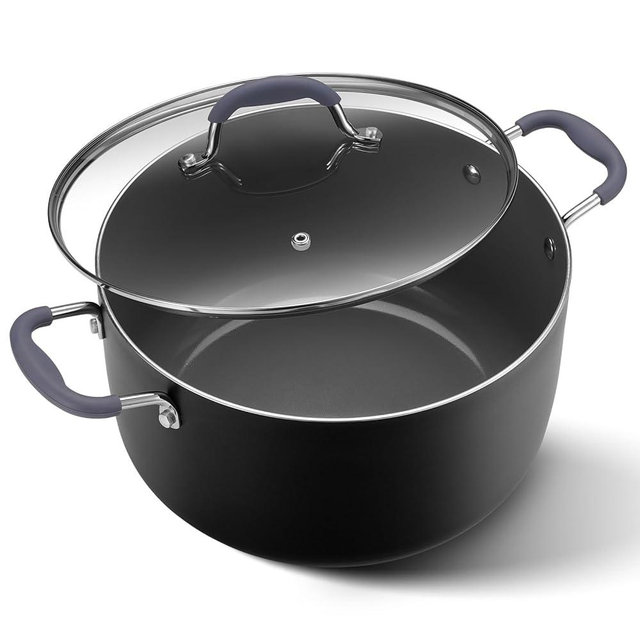 10 Quart Nonstick Stock Pot with Lid, Ceramic Soup Pot with Lid, Induction Cooking Pot with Silicone Handle for All Stoves, Healthy Non-toxic Cooking Pot for Stew/Pasta, PFAS & PFOA Free