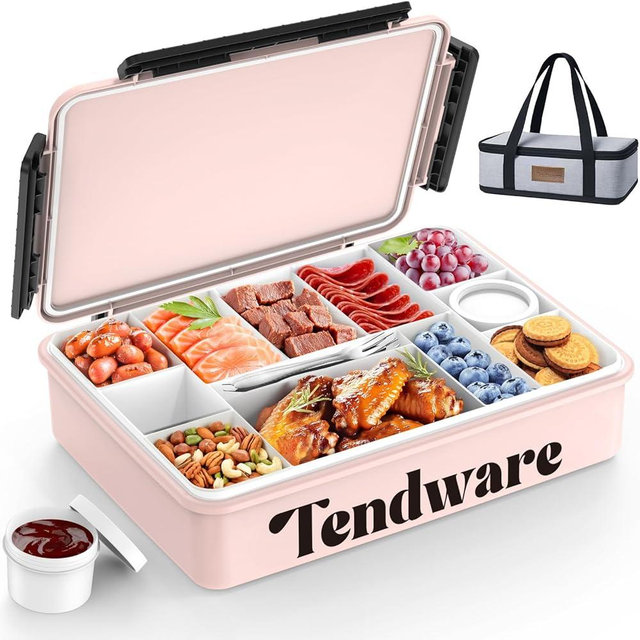 Chilled Portable Snackle Box Container with Reusable Ice Pack Bonus Insulated Bag 2Dip Containers Divided Serving Tray Summer Beach Essentials for Charcuterie Snack Fruit Road Trip Picnic Family Party