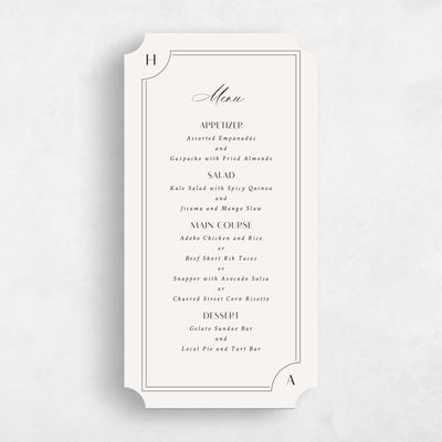 Beige Ticket Wedding Menu - Lynx
