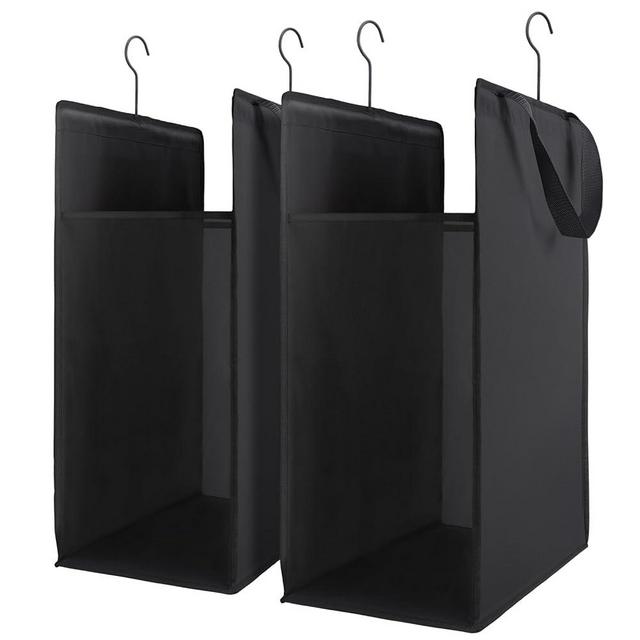FENTEC Fentec Hanging Laundry Hamper, Hanging Laundry Basket, Slim Laundry Hamper Bag with Handles, Portable Hanging Closet Hamper, Mesh Heavy Duty Hanging Laundry Bag (Black,2 Pack)