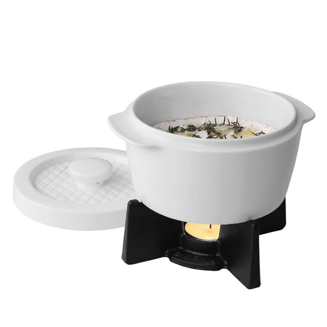 BOSKA Cheese baker - Brie Baker with Lid - Queso Warmer for Brie Cheese bites - Tea Light Candle keep Anything you make Warm - Handy Size & Microwave-safe