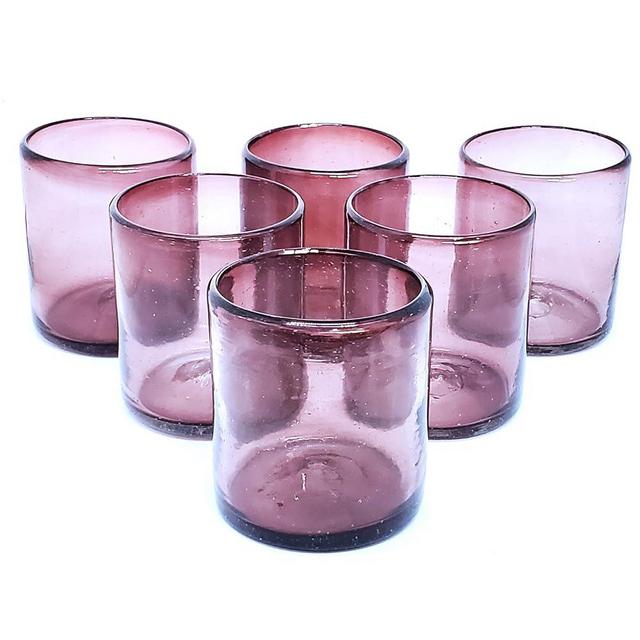 MexHandcraft Solid Amethyst 9 oz Short Tumblers (set of 6), Recycled Glass, Lead-free, Toxin-Free (9oz Tumbler)