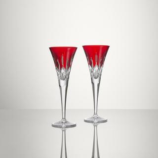 Lismore Red Toasting Flute, Set of 2