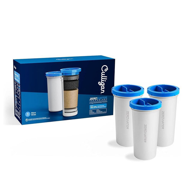 Culligan with ZeroWater Technology Replacement Filter 3-Pack, 5-Stage Advanced Water Filter – IAPMO Certified to Reduce Lead, Total PFAS (Forever Chemicals), Mercury, Fluoride, and Chlorine