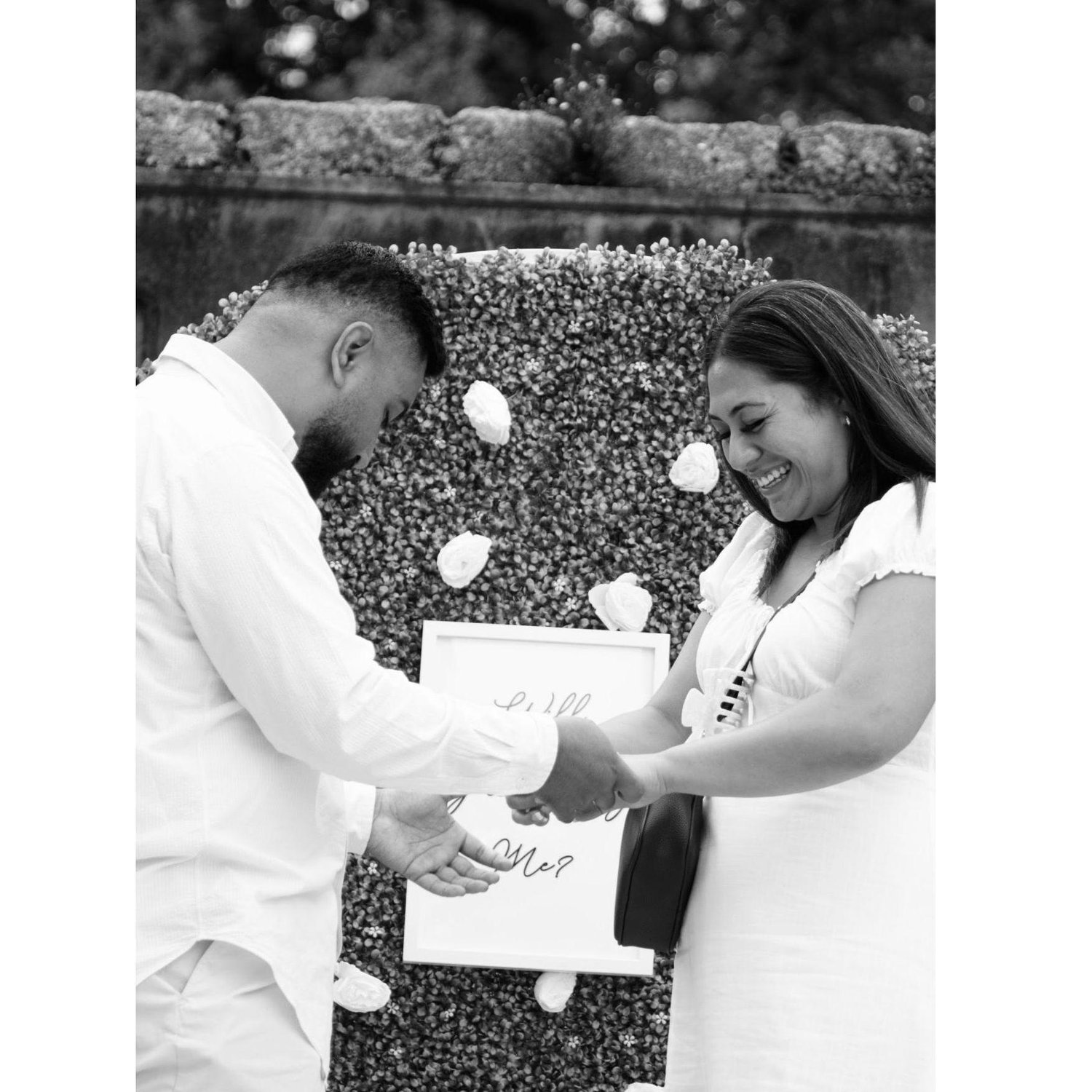 This was the moment we realised the ring couldn't fit my ring finger but I forced it to fit for the photos and my finger swelled up. I was literally smiling through the pain, good times <3