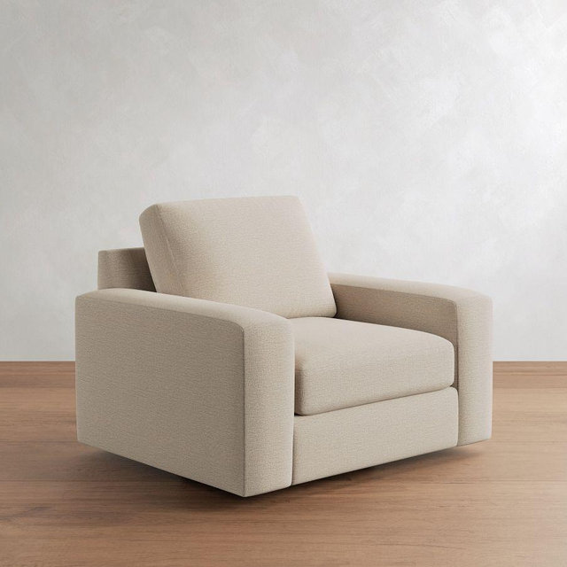 Big Sur Square Arm Upholstered Swivel Armchair, DB CSH, Performance Textured Chenille Oatmeal