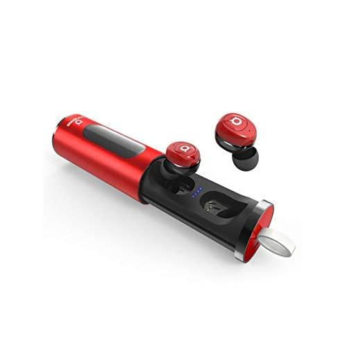 Wireless Earbuds Bluetooth 5.0 True Wireless Earbuds,16H Playtime HIFI Stereo Bluetooth earbuds Binaural Microphone,IPX5 Waterproof Single/Twin Mode Mini Portable Charging Box (RED)