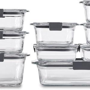 Rubbermaid Brilliance Glass Food Storage Containers, Assorted Sizes, Set of 9