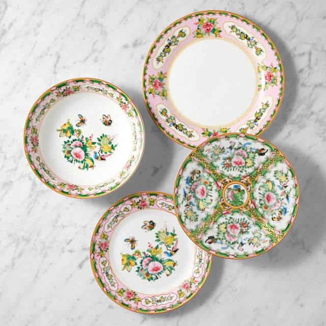 Famille Rose 12-Piece Dinnerware Pasta Set, Pink