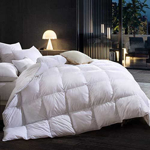 Three Geese Goose Down Comforter King Size,Duvet Insert All Seasons Down Comforter,100% Cotton Cover Filled 65 oz High Fill Power,Hypoallergenic&Durable…