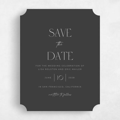 Black Ticket Wedding Save the Date - Papyrus Portrait