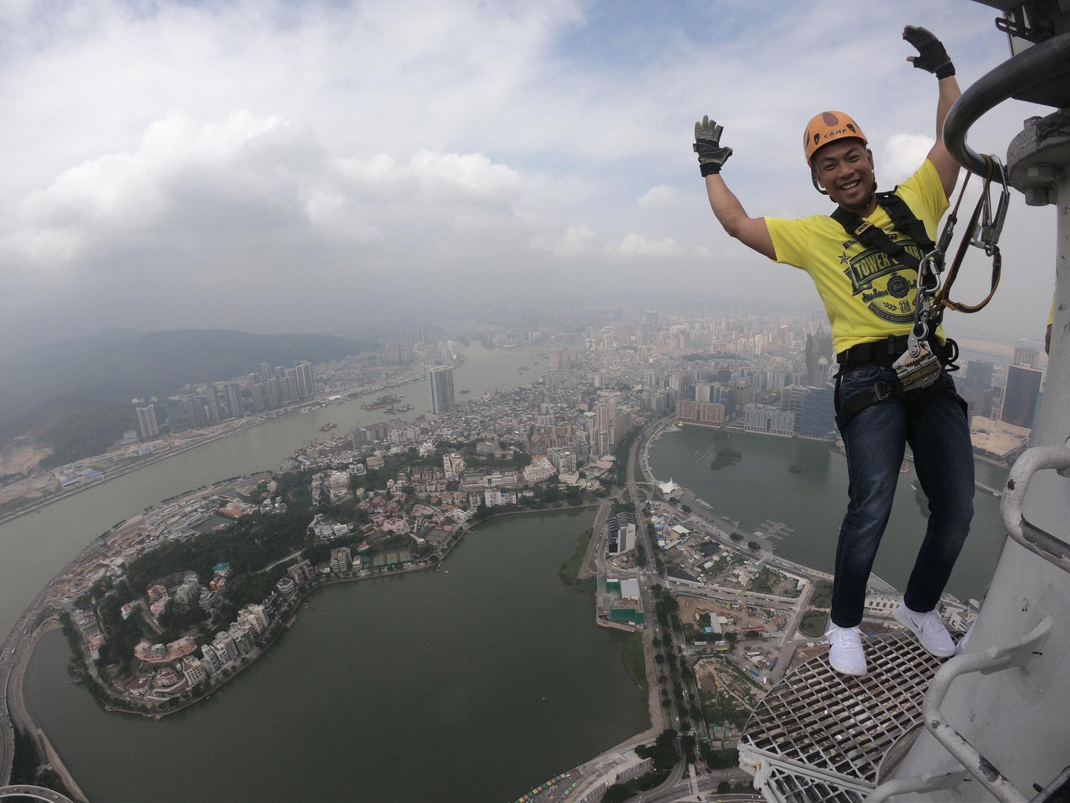 Chris climbing Macau Tower