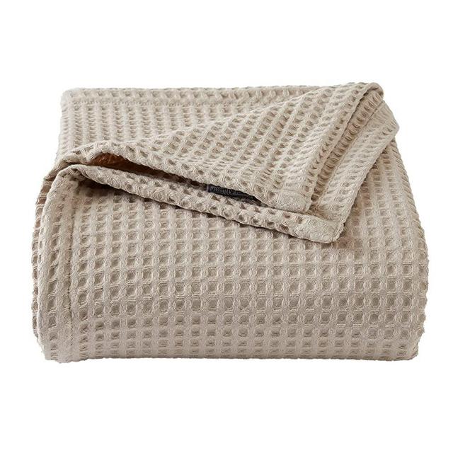 100% Cotton Waffle Weave Bed Blanket | Soft, Breathable, and Lightweight Blanket for All-Season | Perfect for Layering | Brielle Collection (King, Taupe)