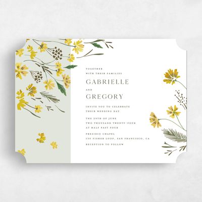 Green Ticket Wedding Invitation - Alires Landscape