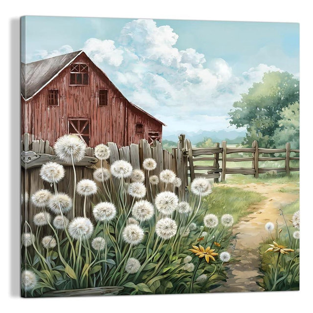 3LDECOR country style Modern Bathroom Wall Decor Farmhouse dandelion Canvas Print picture Both Gift And Wall Art To Hang In Dining Room Kitchen Office Living Room Bedroom, Flower-3