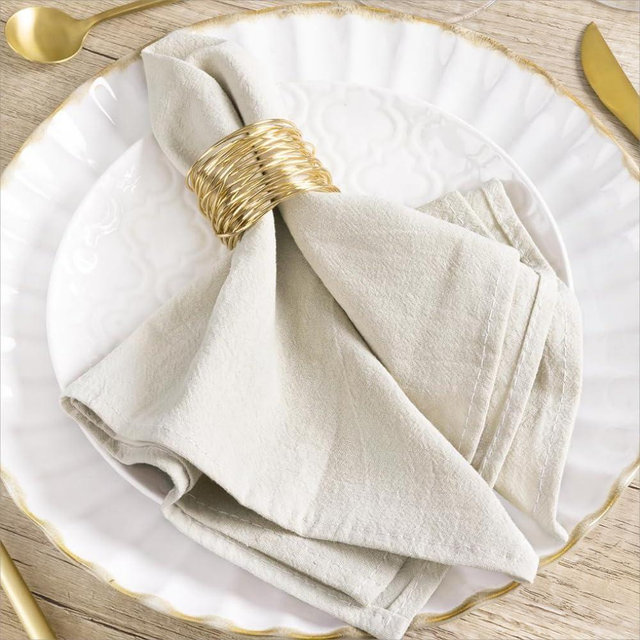 MLMW Thick Cotton Linen Napkins Set of 8 Pack Soft Cloth Dinner Napkins 17"×17" Bulk Rustic Fall Table Napkins for Wedding Party Halloween Christmas Table Decoration Natural