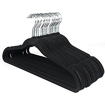 Closet Complete Supreme Ultra-Heavyweight, Velvet Suit Hangers – Ultra-Thin, Space Saving, No-Slip, Best For Dresses, Suits & Shirts - Black, Set of 50