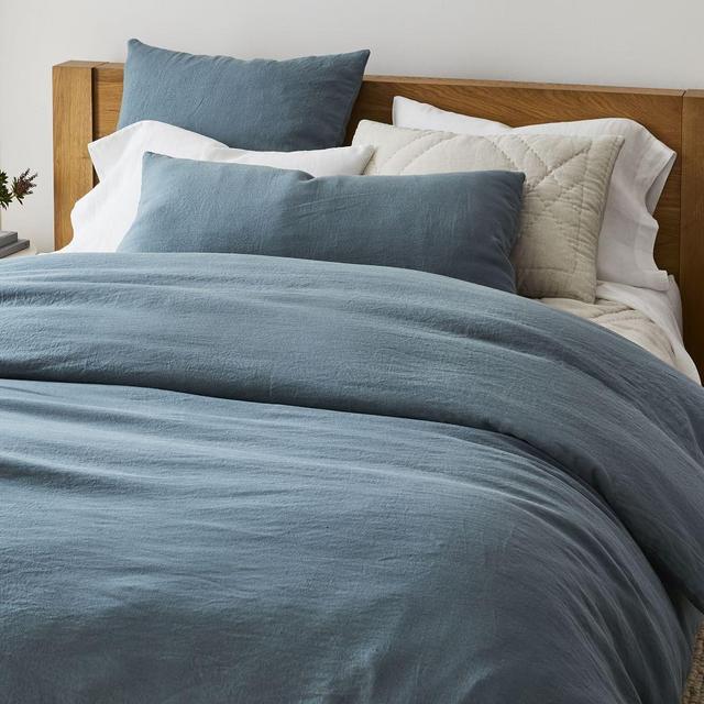 European Flax Linen Duvet, Full/Queen, Ocean