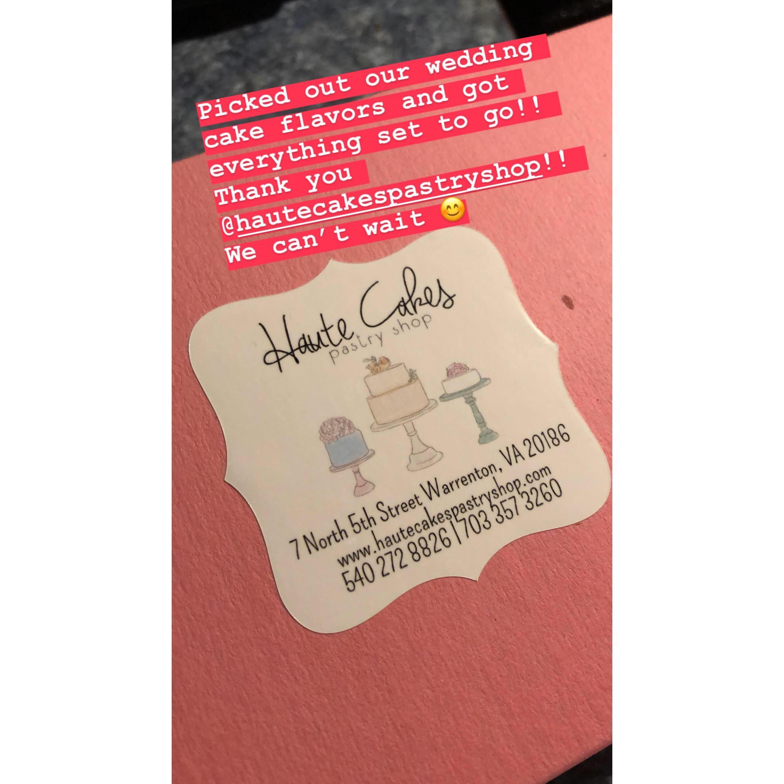 Our cake caterers! Haute Cakes is amazing and we cannot wait to see the cake!!