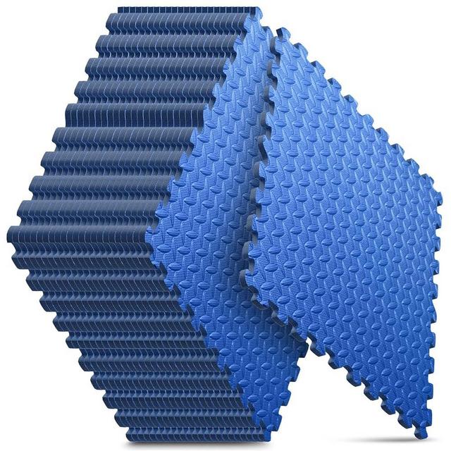 Home Gym Mat, Puzzle Exercise Mat, EVA Interlocking Foam Floor Tiles for Home Workout Equipment and Kids' Play Areas - Blue, 24 in x 24 in x ½ in - 24 Tiles (Blue, 24 Pack 96 sq ft)