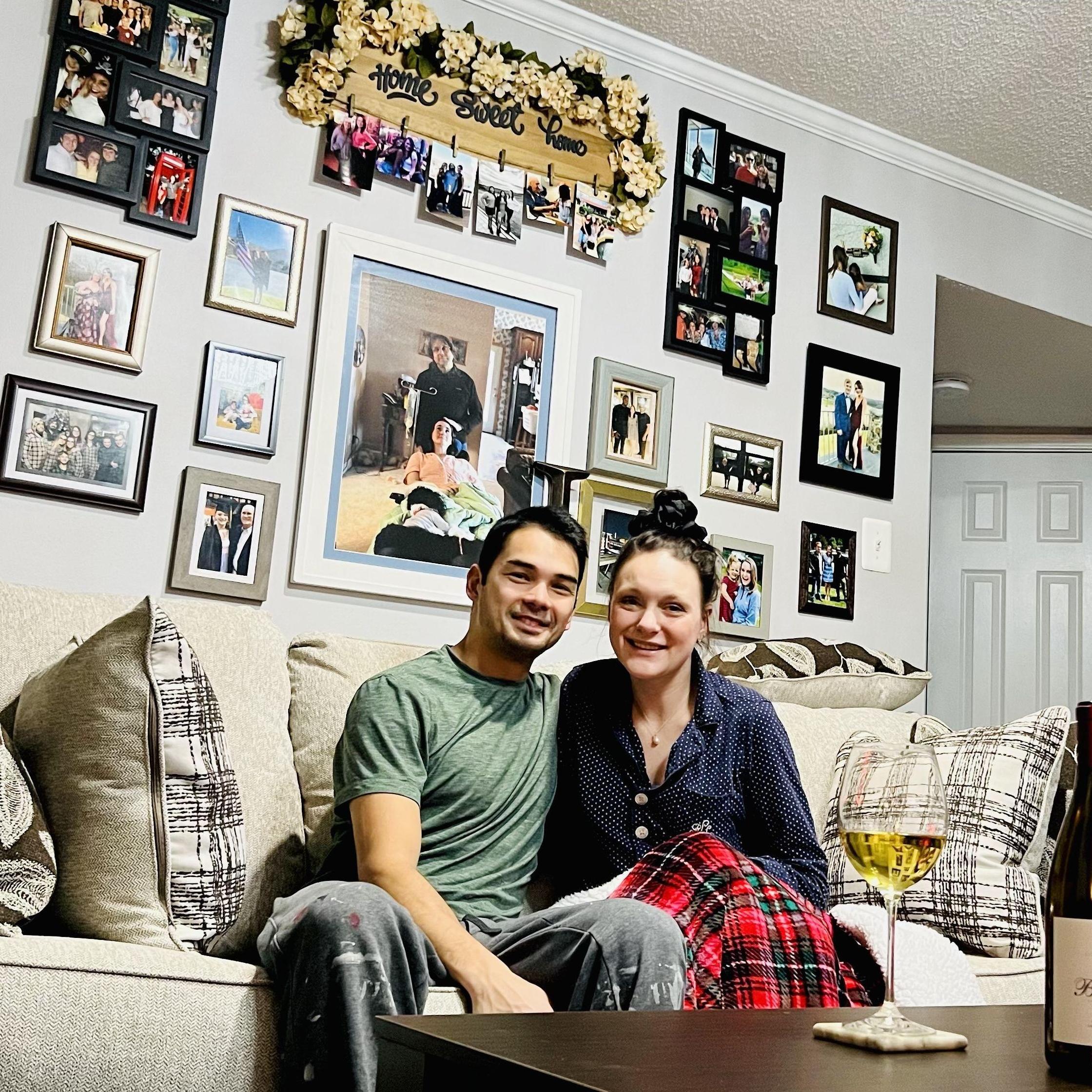 Our 1st big purchase together- a couch and we were so proud of it after not having floors for 3 months