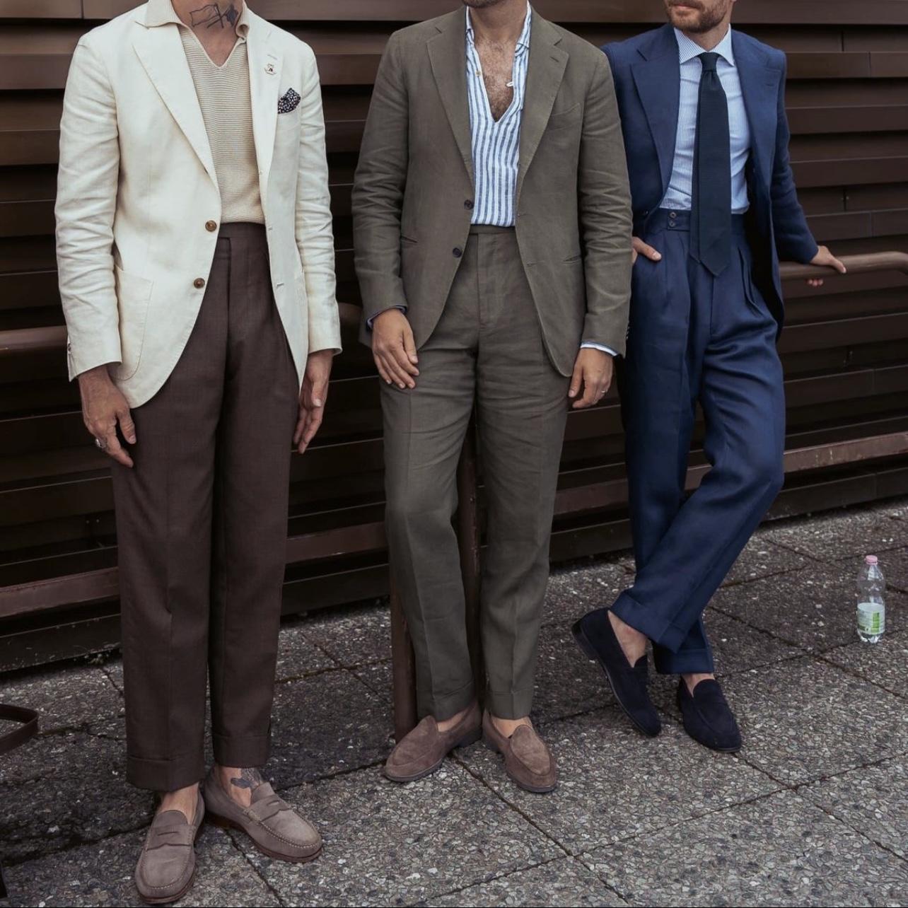 Instead of Black (we’d love to make the Groom really stand out, please NO Black) Alternatives:
- Brown - Grey - Dark Navy - Burgundy - Taupe - Olive - Eggplant - Tan - Khaki
