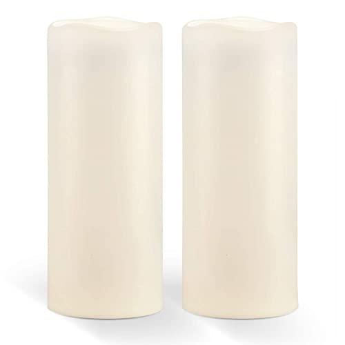 Homemory 10” x 4" Waterproof Outdoor Flameless Candles - Battery Operated Flickering LED Pillar Candles for Indoor Outdoor Lanterns, Long Lasting, Large, Set of 2