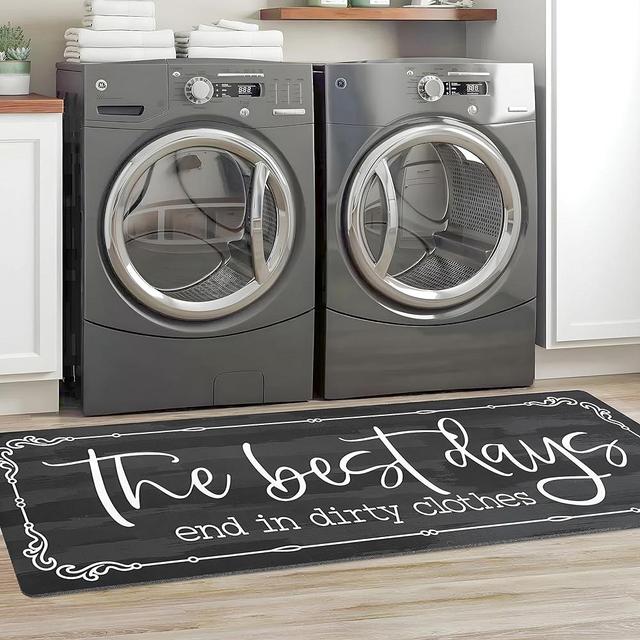 KOZYFLY Laundry Room Rug Runner 20"x59" Non Slip Rubber Laundry Room Mats Anti Fatigue Laundry Carpet Washable Mudroom Runner Rug Bathroom Kitchen Laundry Room Farmhouse Decor, 2x5, Dark Grey