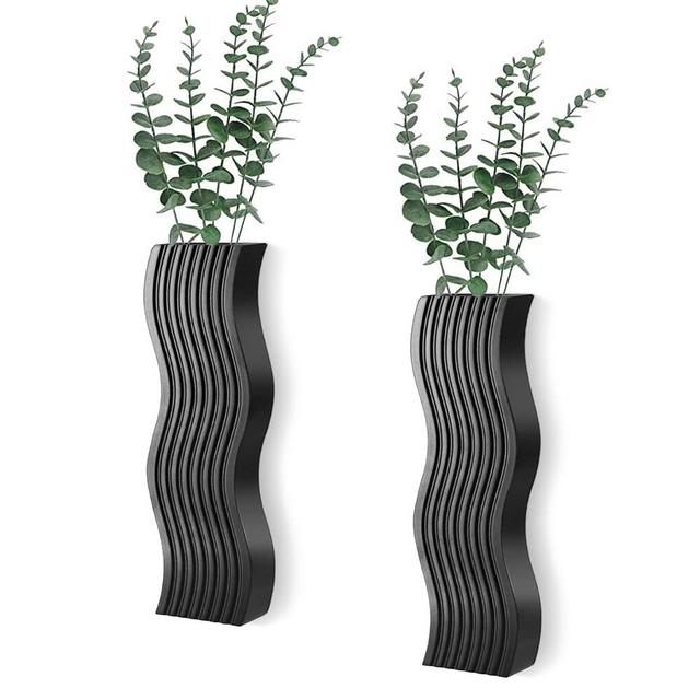 2 Pack Wall Decor Wood Wall Planters for Indoor Plants, Modern Wall Planter for Bathroom, Kitchen, Dining Room, Living Room Wall Decor, Farmhouse Wall Vase for Decor Dried Flowers and Faux Greenery