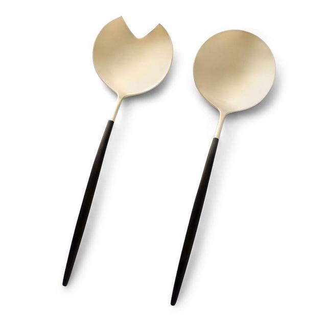 Gaze Black Champagne Satin 2-Piece Serving Set