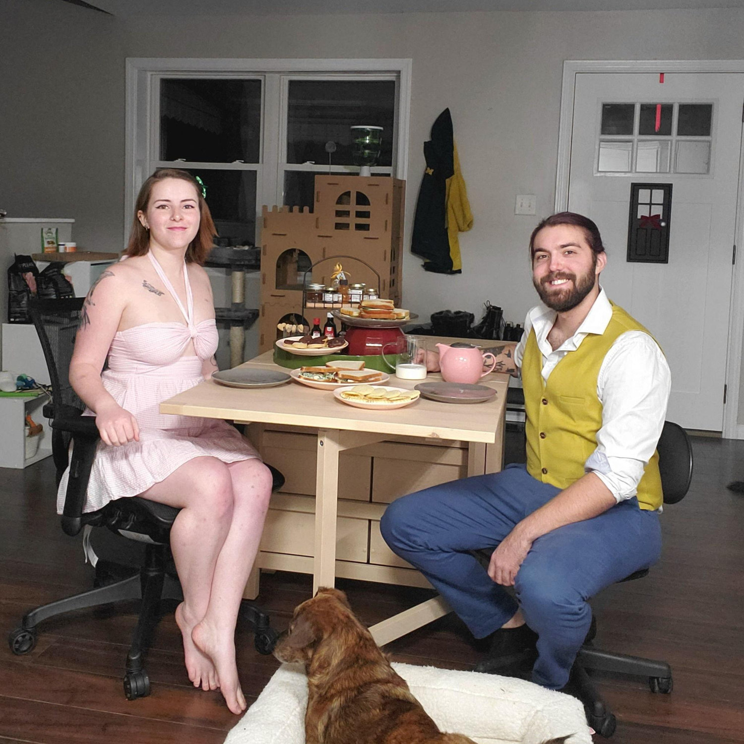 A home made afternoon tea on Marcel's first visit after he and Anna started dating