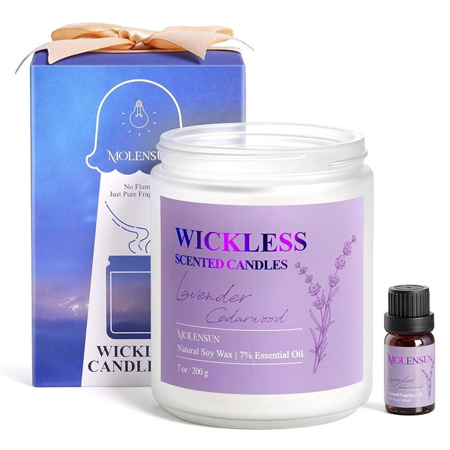 Lavender Cedarwood Wickless Candle for Candle Warmer Lamp with 10ml Essential Oil for Custom Aroma, Flameless Non-Toxic Soy Scented Candle for Home, Valentine Holiday or Birthday Gift for Women & Men