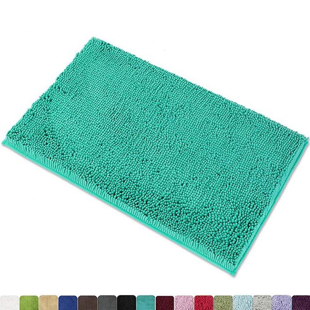 MAYSHINE Non-Slip Bathroom Rug Shag Shower Mat Machine-Washable Bath Mats with Water Absorbent Soft Microfibers, 20 x 32 Inches, Turquoise