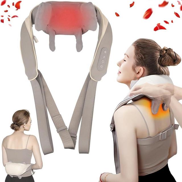 HWTONG Neck Massager with Heat, Cordless Deep Tissue 6D Expert Kneading Massage, Shiatsu Neck and Shoulder Massage Pillow for Neck, Traps, Back and Leg Pain Relief, Ideal Gift for Family