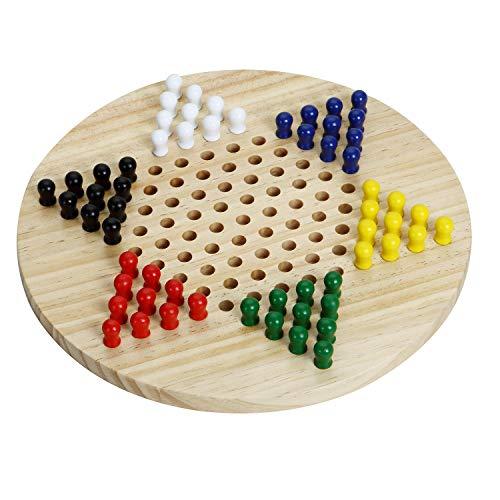 Wooden Chinese Checkers Board Game|Includes 60 Wooden Pegs in 6 Colors|Made with All Natural Wooden Materials|Classic Strategy Game & Fun for The Whole Family (11.5 Inch)