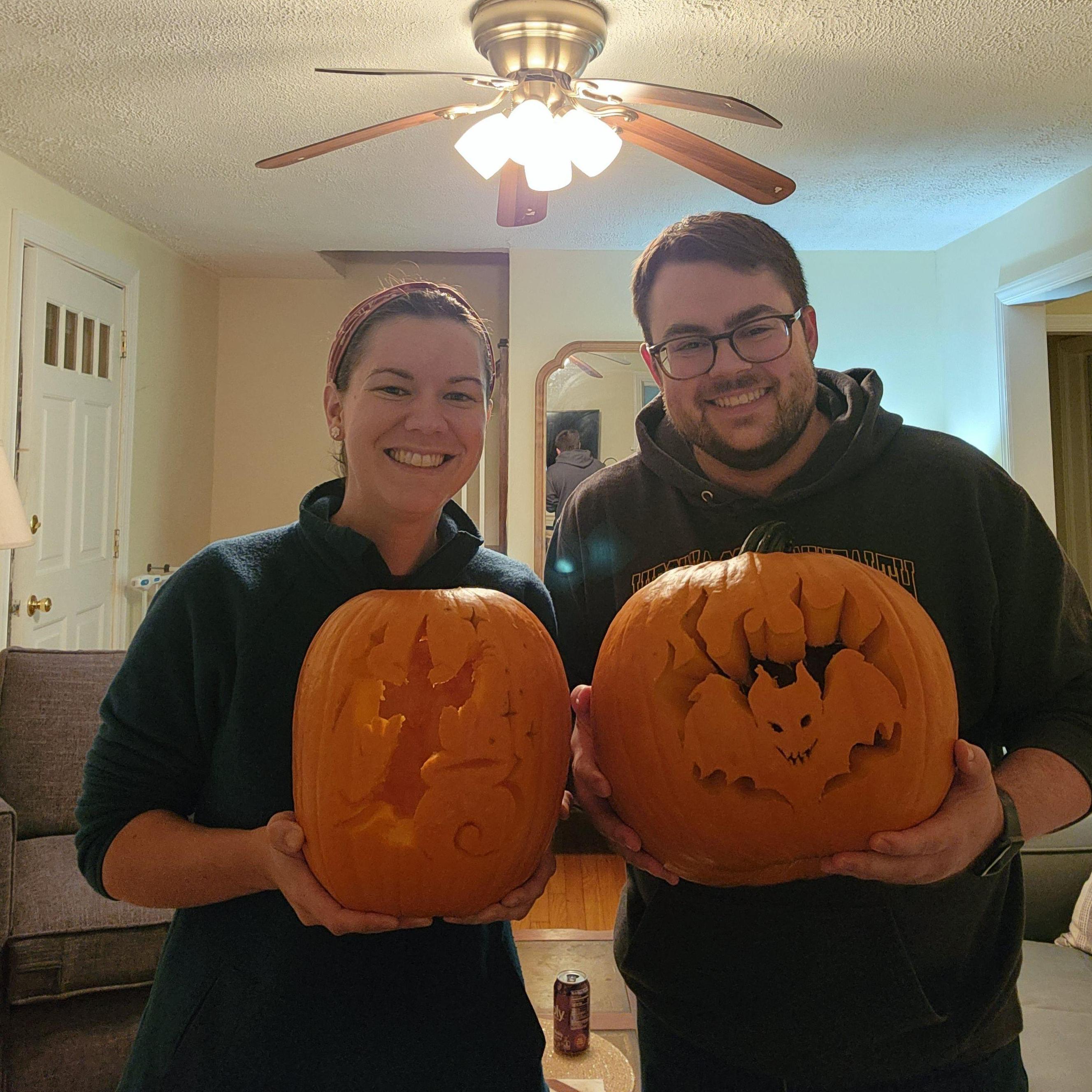 Calvin's first jack-o-lantern!!