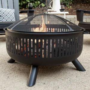 allen + roth 31.5-in W Steel Round Portable Wood-Burning Fire Pit