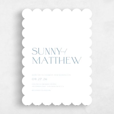 Blue Scalloped Wedding Invitation - Blonshine Portrait