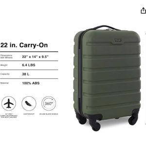 Wrangler 22" Hardside Spinner Carry-On Luggage, Olive Green