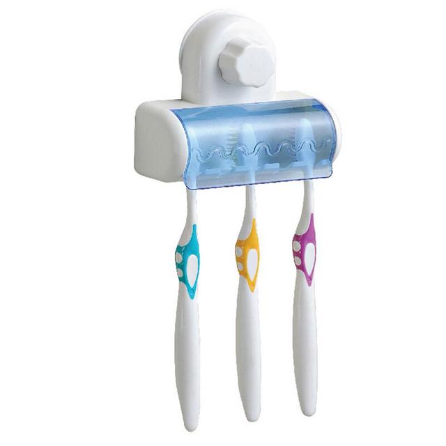 Anself Toothbrush Holder Wall Mounted ABS Toothbrush Case with Cover Home Bathroom Blue