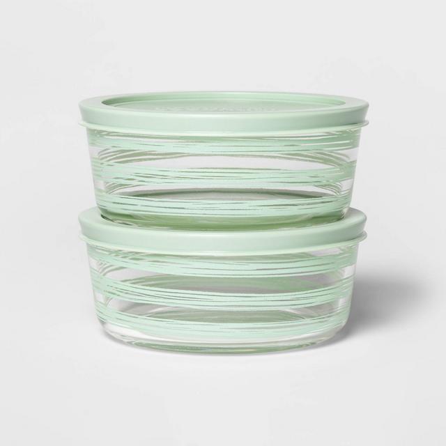 3 Cup 2pk Round Mint Decorative Food Storage Container Set - Room Essentials™