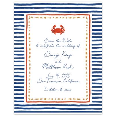 Light Navy, White Wedding Digital Save the Date - Costa Portrait