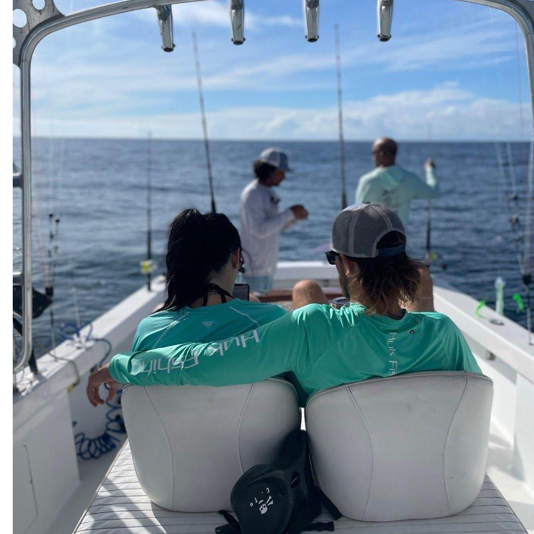 In Costa Rica deep sea fishing! We both caught a mahi mahi and got to eat it right after! One of our favorite trips so far!