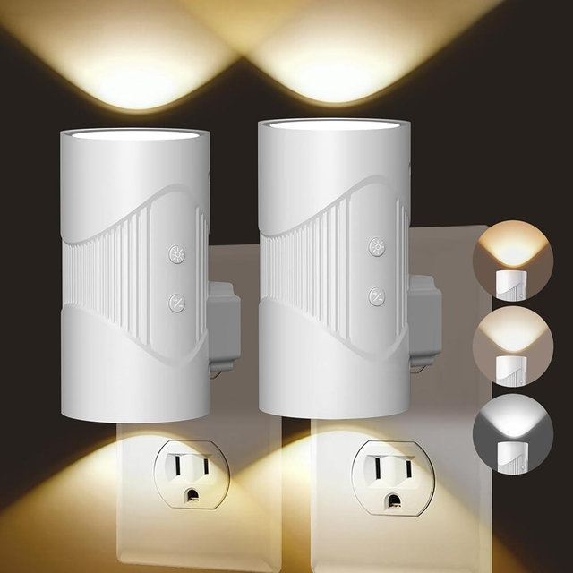 easuntec Night Light,Night Lights Plug into Wall,Warm Led Night Light,Dusk to Dawn Light Sensor,3 Light Modes,Dimmable Night Lights for Bedroom,Bathroom,Hallway,Kitchen,Stairs (White, 2 Pack)