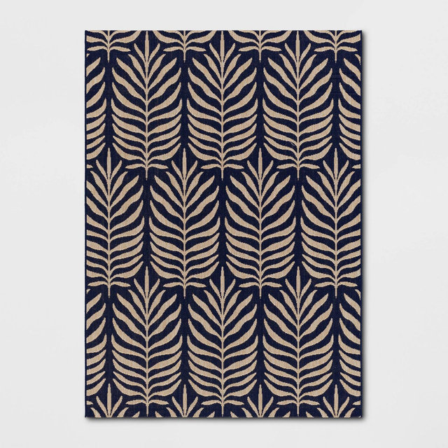 5'3"x7' Vintage Palms Rectangular Woven Indoor Outdoor Area Rug Tan/Blue - Threshold™